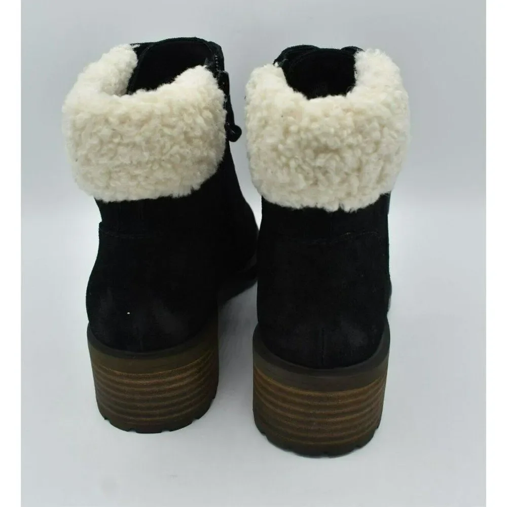 Lucky Brand Womens‎ Size 8.5 Jacenia Shearling Suede Black Fashion Winter Boots